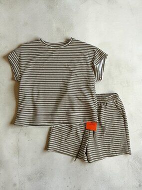 TANKANEO Brown Striped Lounge Set Size Large NEW NWT